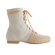 Tangolera Stivaletto Panna Beige Donna T1 Italian Women Ankle Boots - Model TST03fstvpnbg-crmbgx1 cream white / beige combo nappa tango practica ankle boots with very long laces through 8 eyelets and lateral inner covered zipper on 1 cm height heels